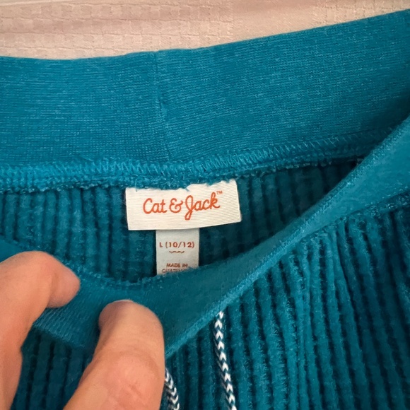 Girls Cat & Jack Sweatshirt Hoodie & Sweatpants Set Teal Sz L ( 10/12 )  NWT - Picture 3 of 8